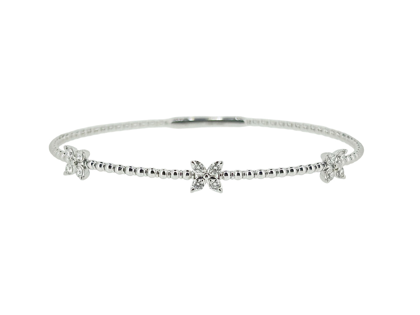 Diamond White Gold Triple-Flower Bangle - 0.35 Ct. Tw.
