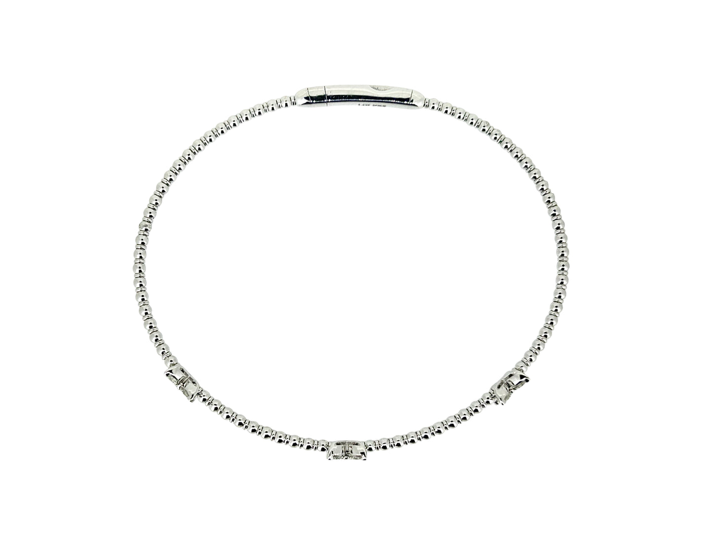 Diamond White Gold Triple-Flower Bangle - 0.35 Ct. Tw.