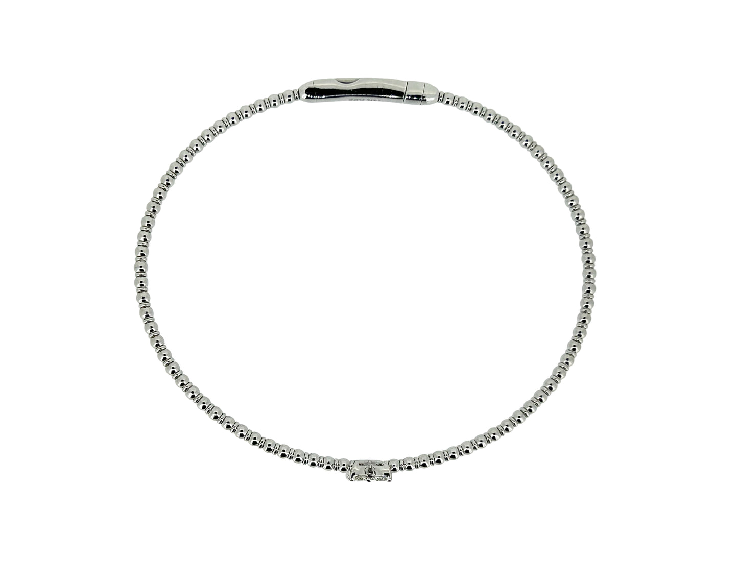 Diamond White Gold Floral Solitaire Bangle - 0.12 Ct. Tw.