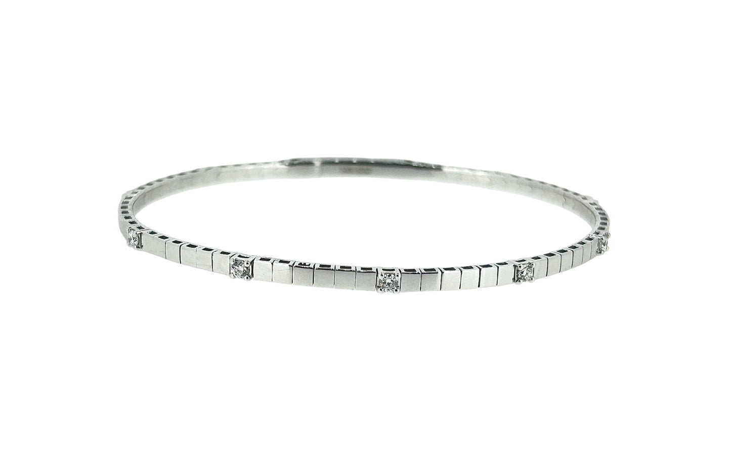 Diamond White Gold-Bezel Station Bangle - 0.32 Ct. Tw.