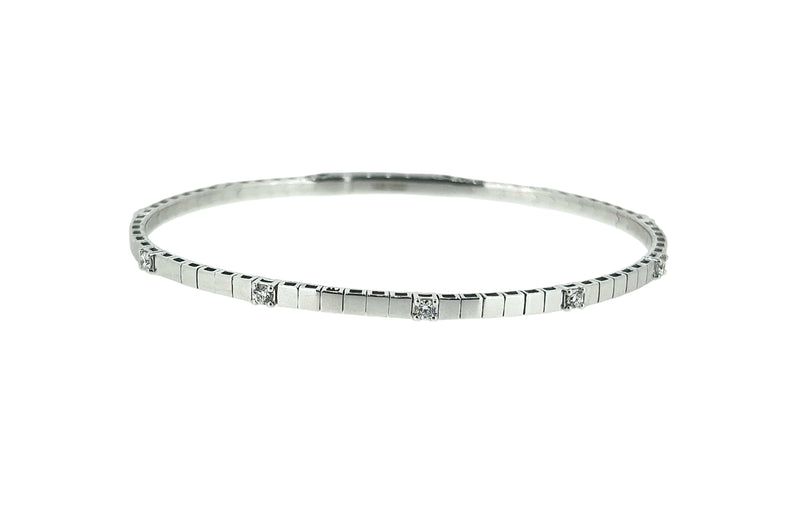 Diamond White Gold-Bezel Station Bangle - 0.32 Ct. Tw.