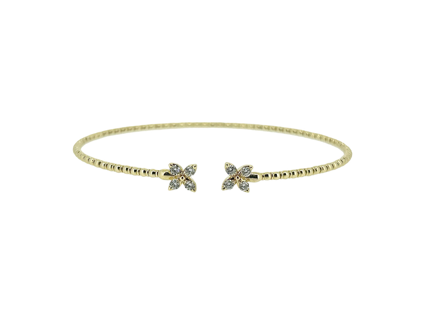 Diamond Yellow Gold Open Floral Bangle - 0.25 Ct. Tw.