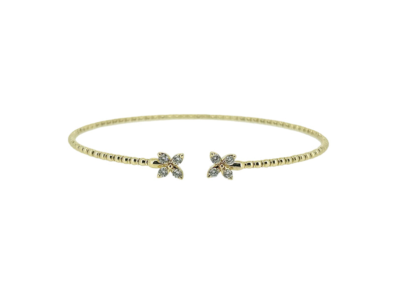 Diamond Yellow Gold Open Floral Bangle - 0.25 Ct. Tw.