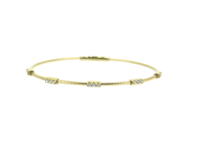 Diamond Yellow Gold Bar-Station Bangle - 0.23 Ct. Tw.
