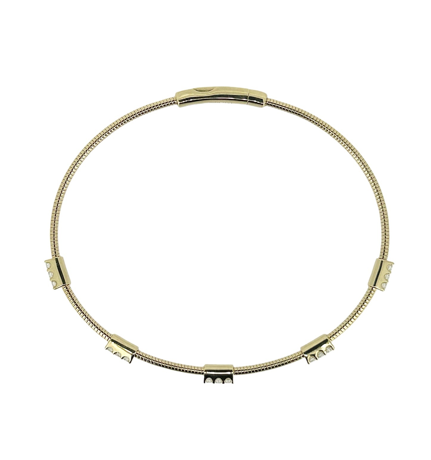 Diamond Yellow Gold Bar-Station Bangle - 0.23 Ct. Tw.