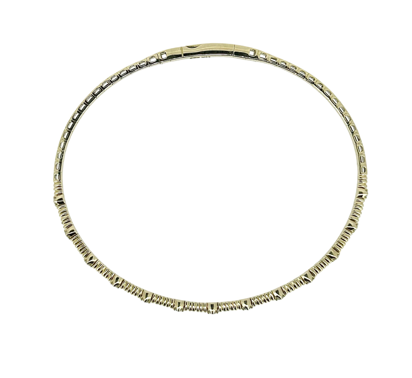 Diamond Yellow Gold Ribbed Bangle - 0.20 Ct. Tw.