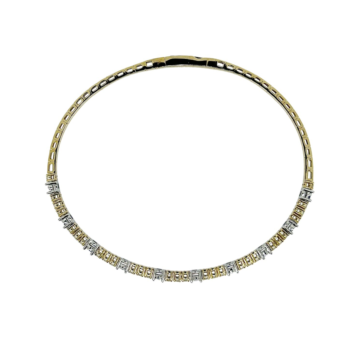 Diamond Alternating Yellow & White Gold Bangle - 0.75 Ct. Tw.